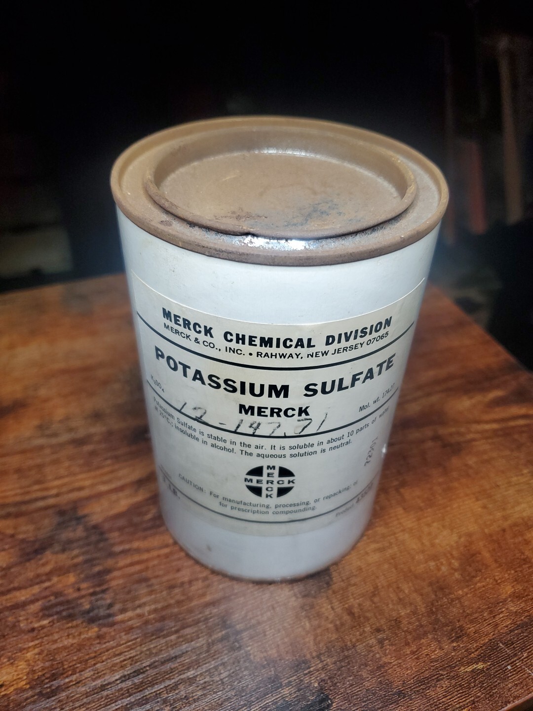 Vintage Merck & Co Potassium Sulfate Sealed Full 1lb Collectible Apothecary