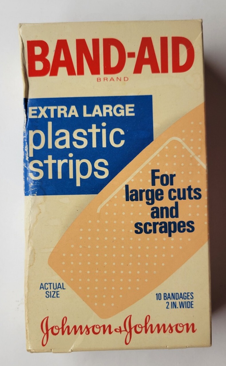 Vintage Band-Aid Extra Large Plastic Strips 2″ Bandages 10 Pack In Box