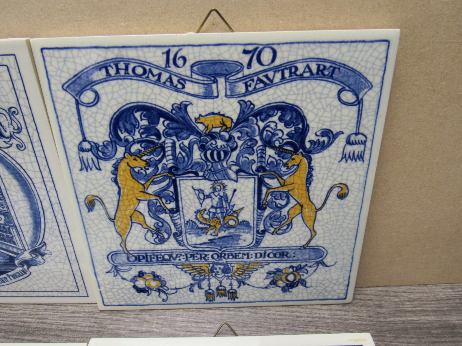 LOT OF 4 Vintage BLUE DELFT Holland Pharmacy Tiles (3)