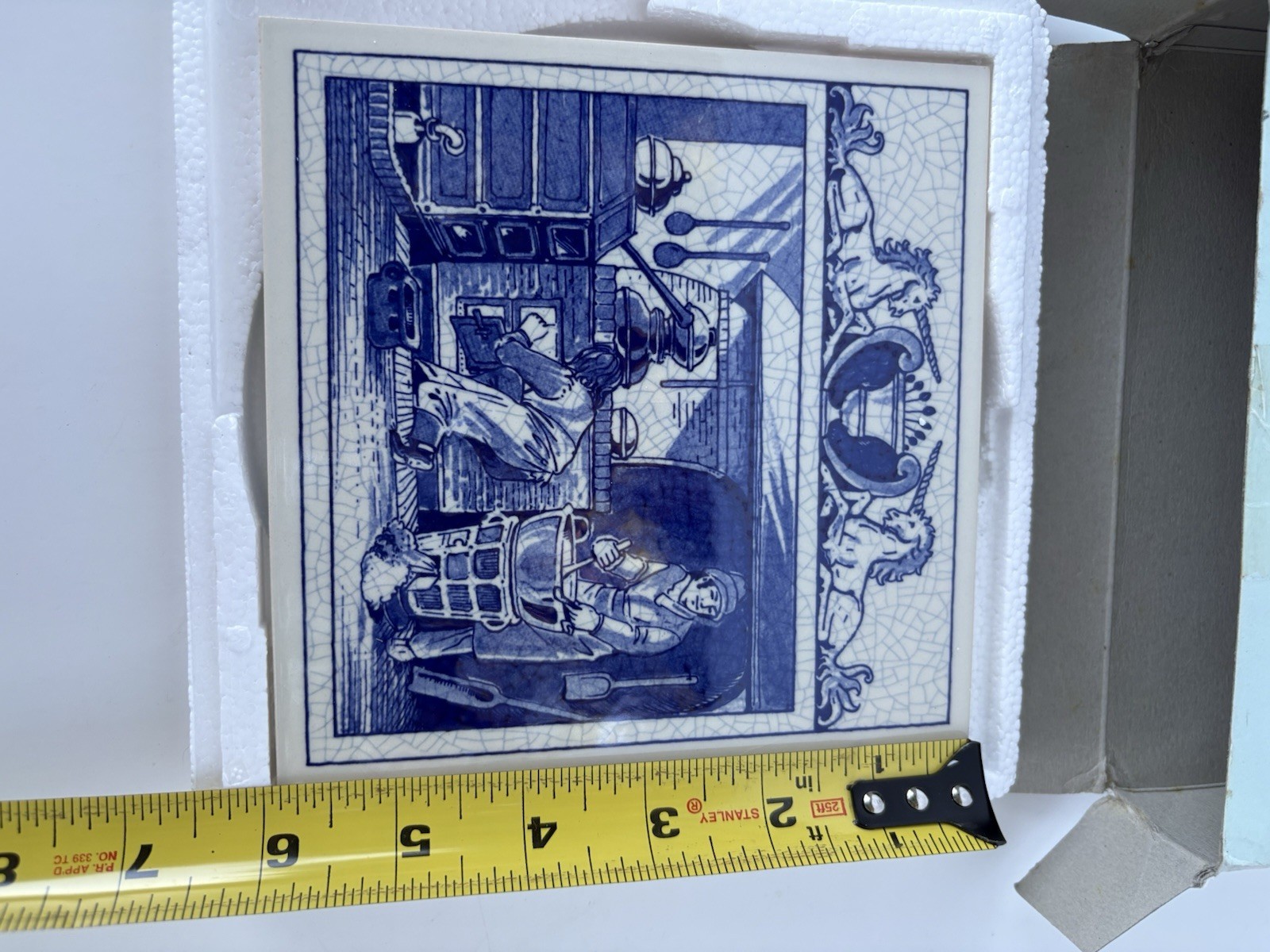 Blue Delft Schoonhoven Holland Handmade Pill Tile 1990 Burroughs Wellcome Co