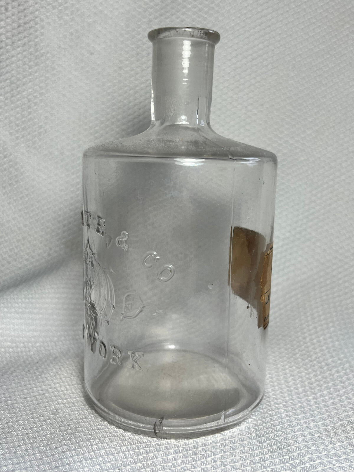 Vtg Colgate & Co Glass Bottle New York Alcohol Layng & Morse Phamacists Mass.