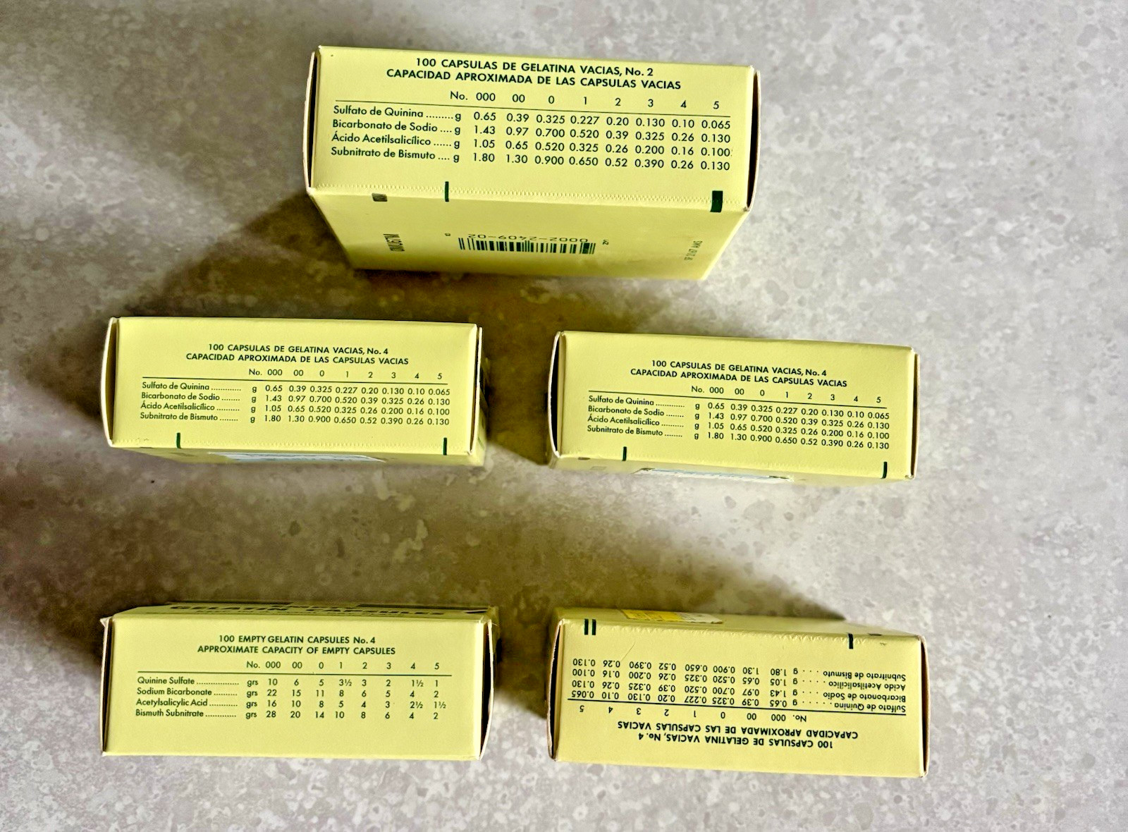 Lot Of Five Boxes Lilly Clear Gelatin Empty Capsules 1 Box No.2 4 Boxes No.4