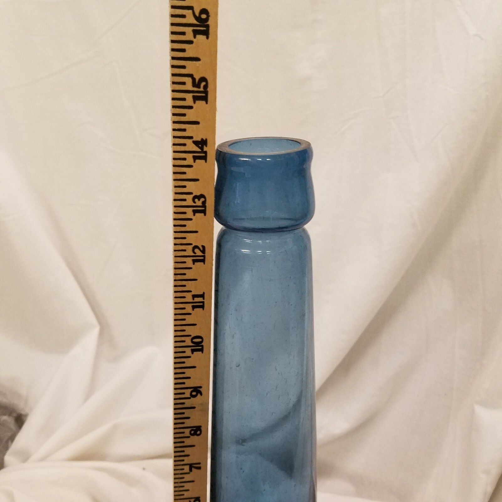 14″ Tall Cobalt Blue Apothecary Medicine Bottle Liquor Vase bubbled glass
