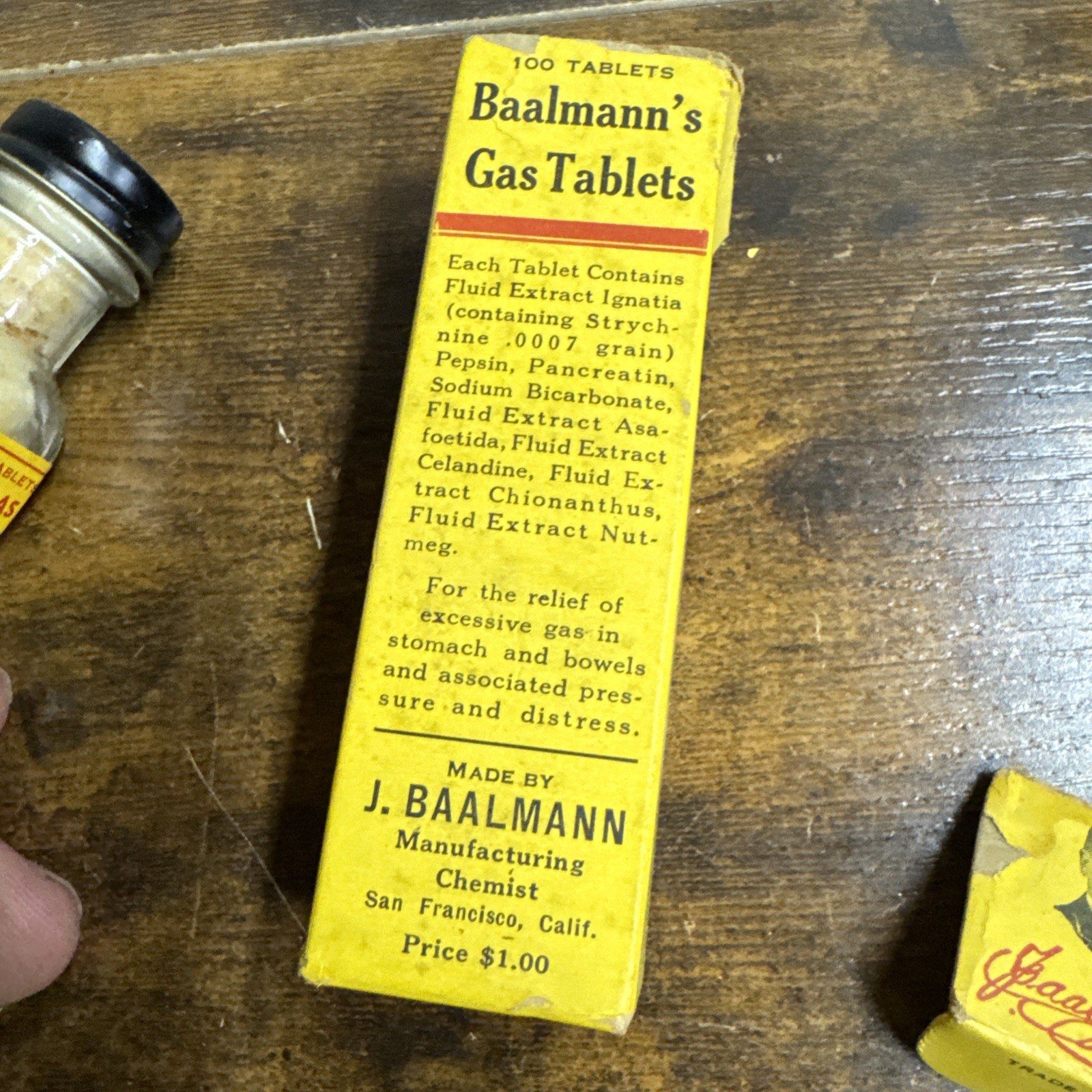 VINTAGE BAALMANN’S Gas Tablets Drugstore Apothecary MCM Medicine Pills Drugs