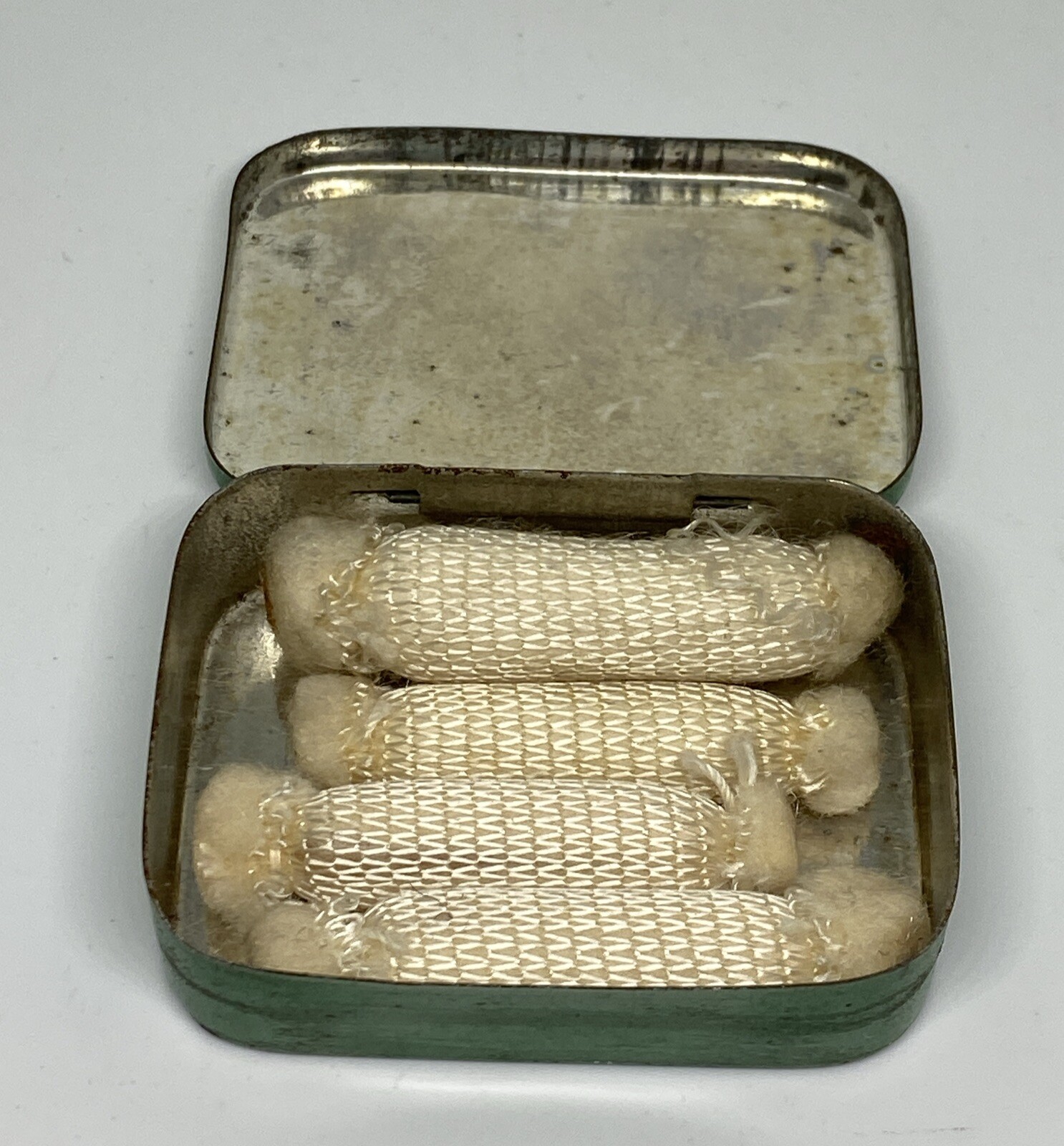 Antique 1930’s Bullard First Aid Pocket Packet Tin Kit & Four Smelling Salts