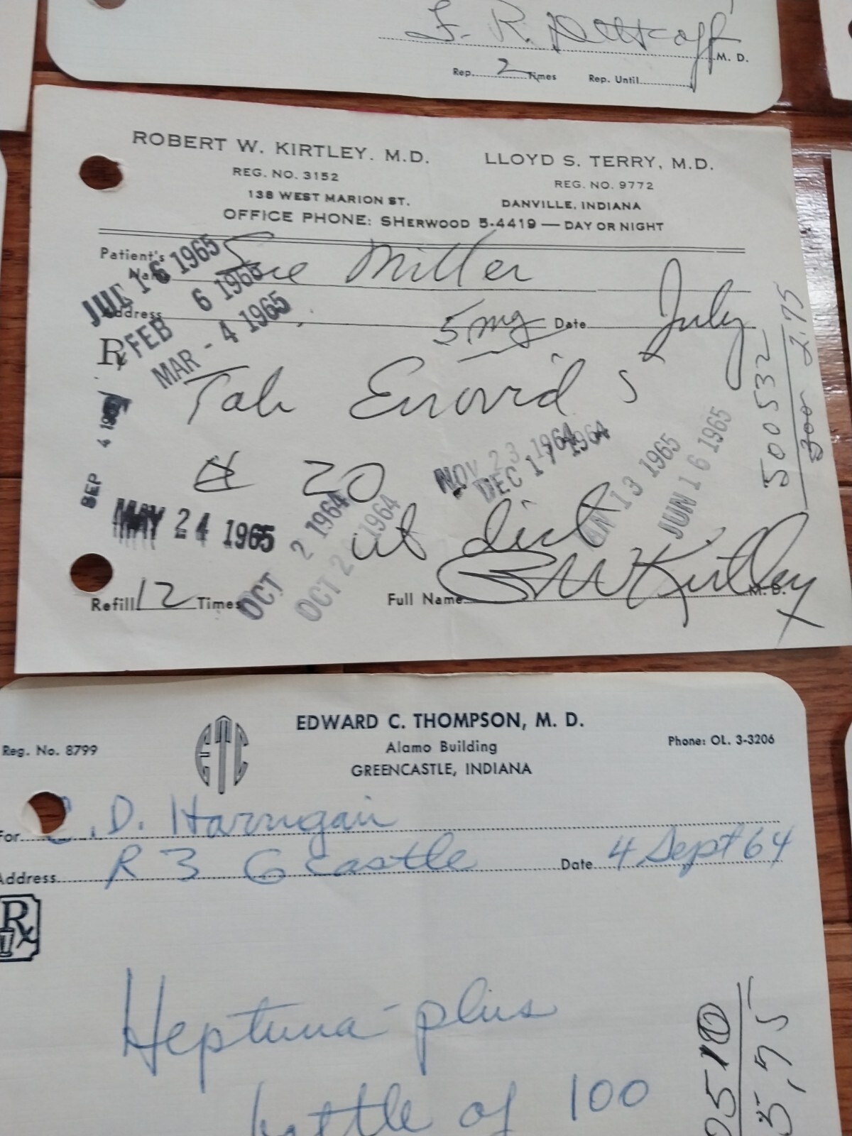 Antique Rx Prescription Forms 1964-65 Paper Ephemera Indiana Pharmacy Set Of 12