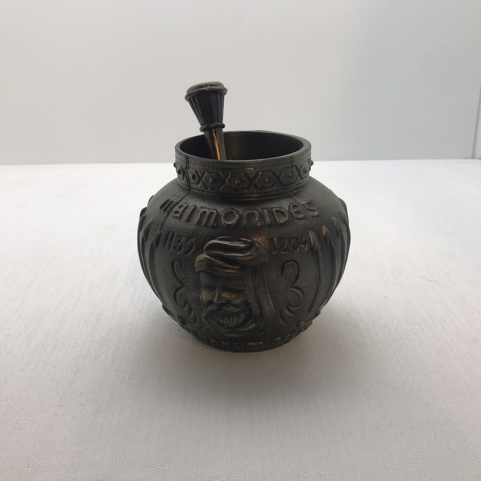 Maimonides 1135-1204 Secundum Artem Brass Rx Mortar & Pestle Coricidin