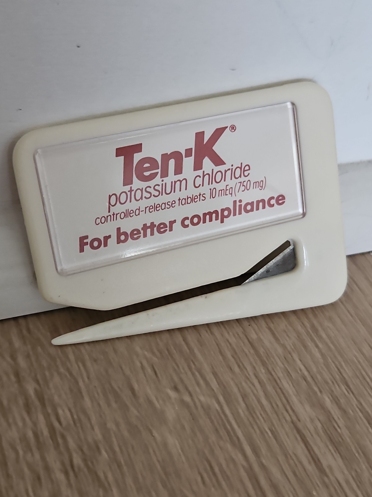 Ten-K Potassium Pharmaceutical Drug Rep Letter Opener Vintage 80s Geigy Pharma