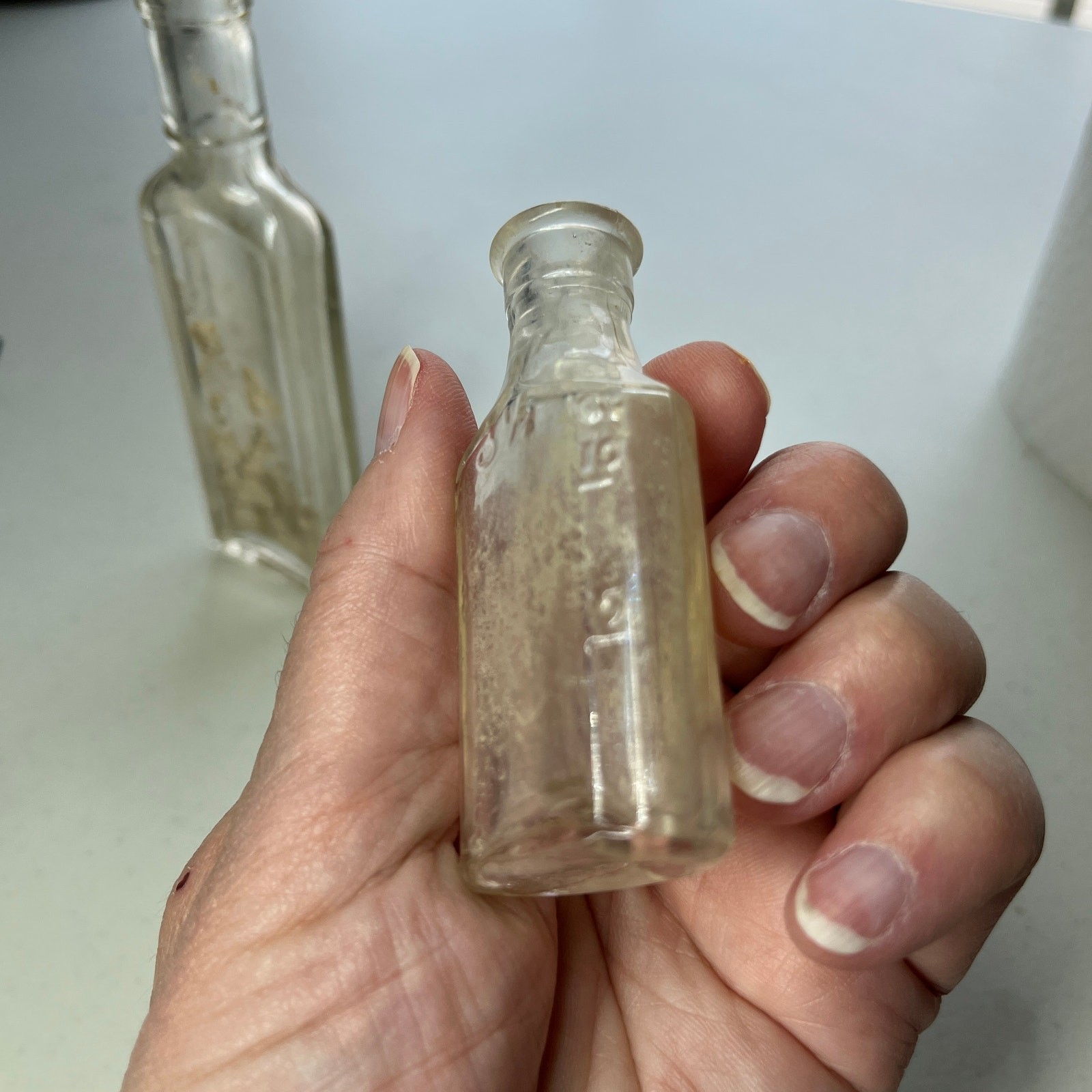 Antique Apothecary Medicine Bottles Lot of 2 Clear