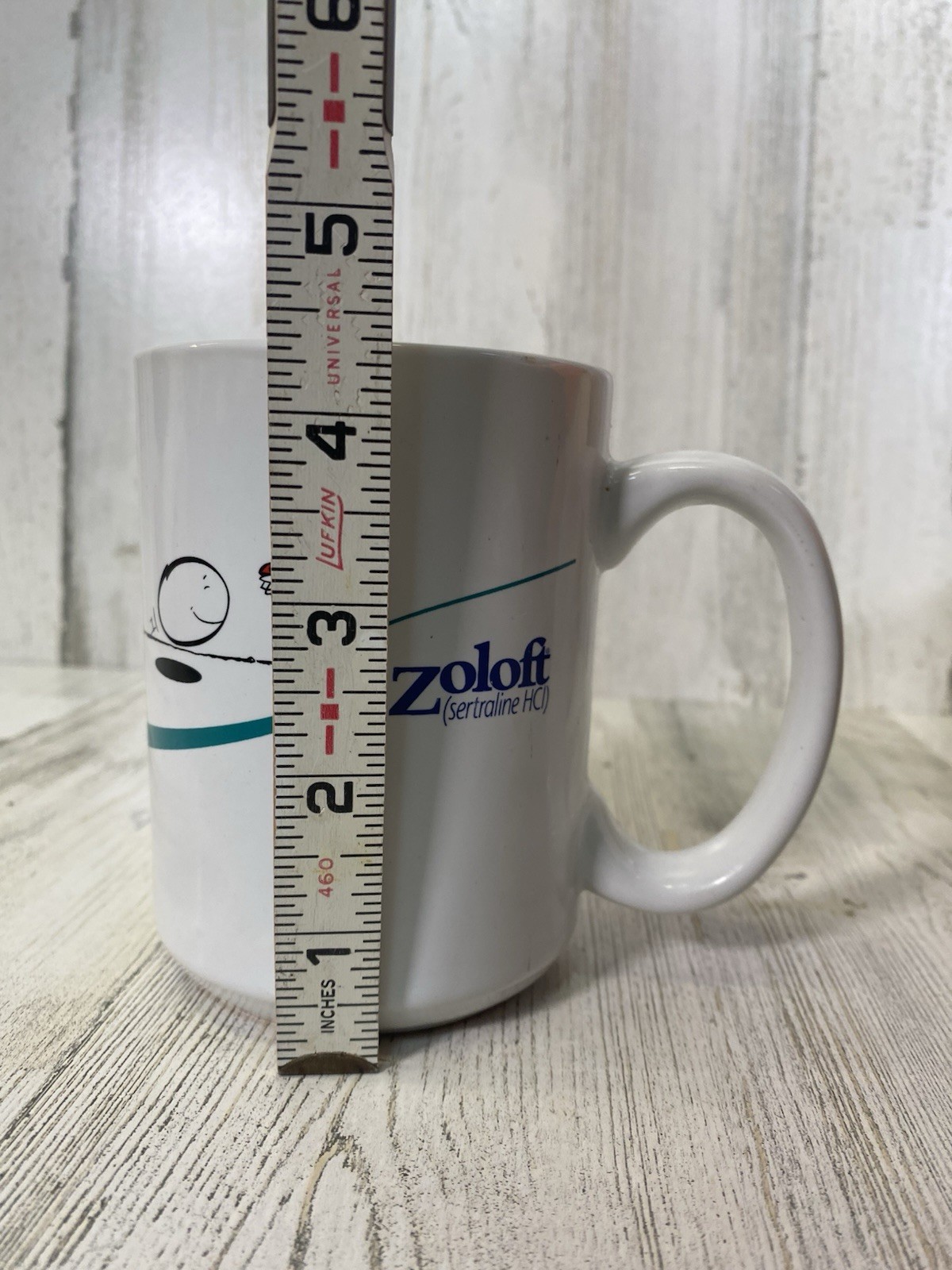 Pfizer Zoloft Coffee Mug Cup White Blue Pharmaceutical Promo Rep Advertising Y2K