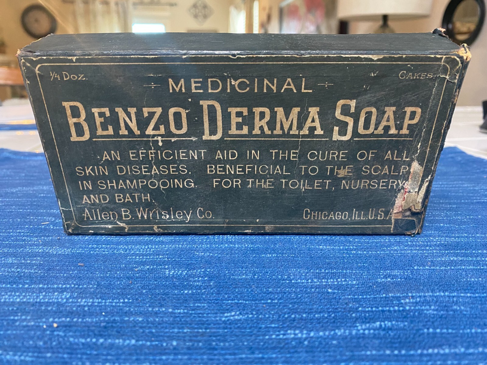 Vtg Medical Pharmacy Medicinal Soap Benzo Derma Allen Wrisley Chicago Empty Box