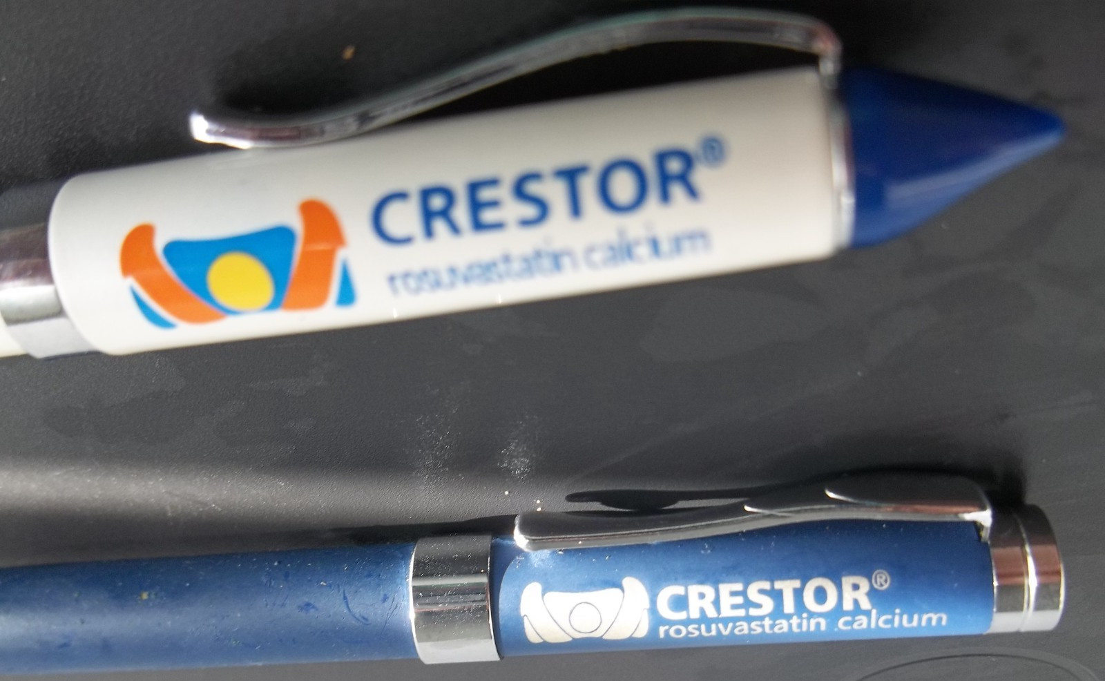 Lot of 2 Crestor Pharmaceutical Promo Pens – Drug Rep Advertising Rosuvastatin