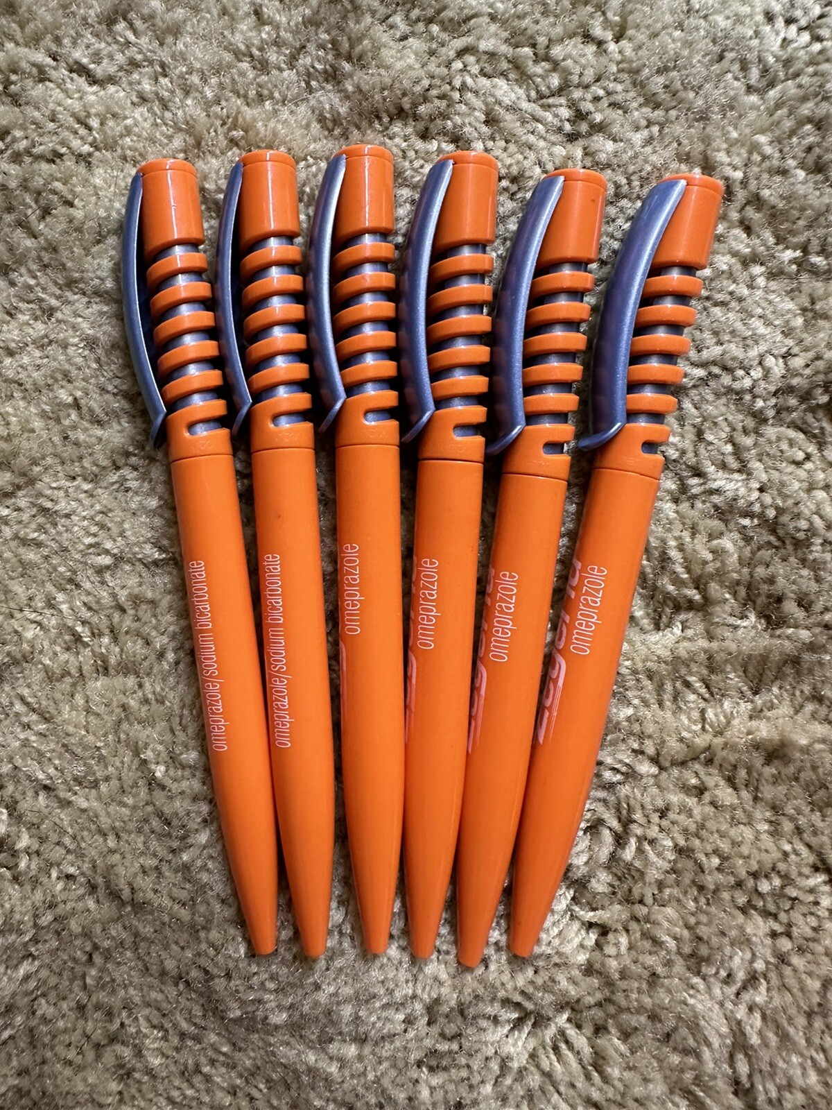 Orange Zegerid Drug Rep Pharmaceutical Promo Pens Spring Coil Clicker Lot of 6