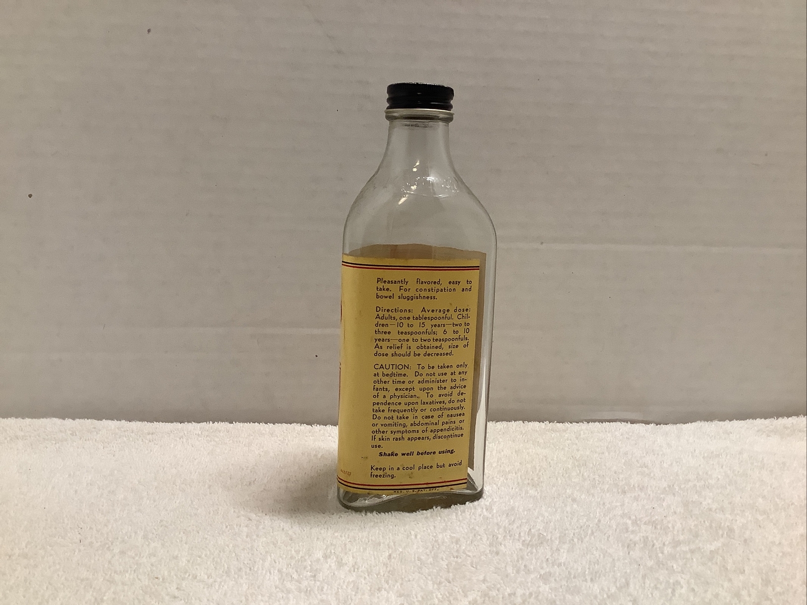 Vtg 1 Pint Pharmacy Glass Bottle Norolar Mineral Oil Constipation Remedy Empty