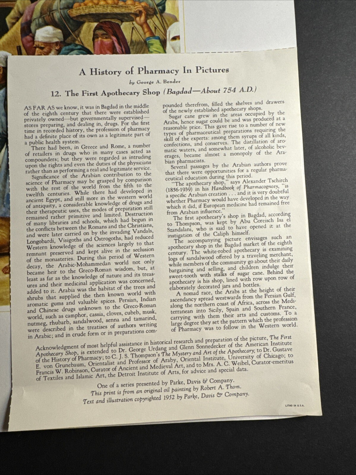 A HISTORY OF PHARMACY IN PICTURES 1954 PRINT#12 Great Gift For Doctor 22″×18″