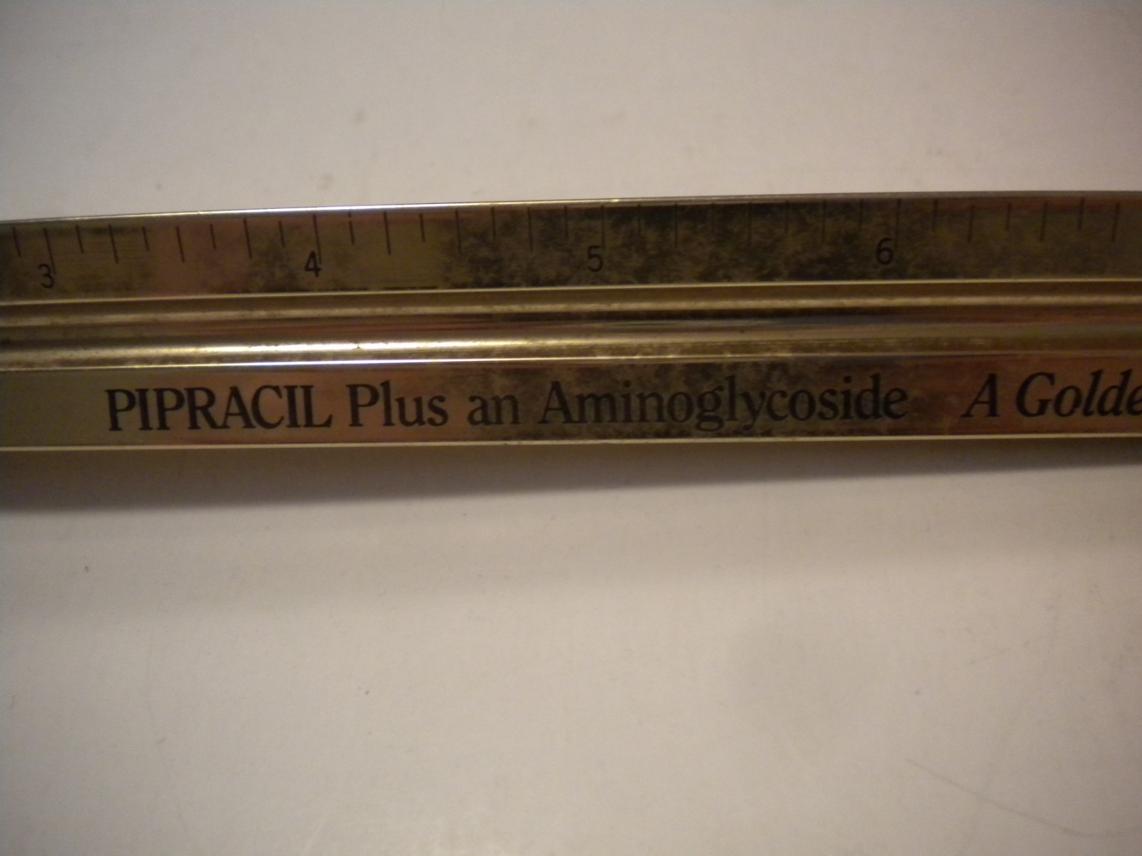 Vintage 1986 Pipracil 12” Metal 3 Sided Ruler Drug Rep. Advertising Medical