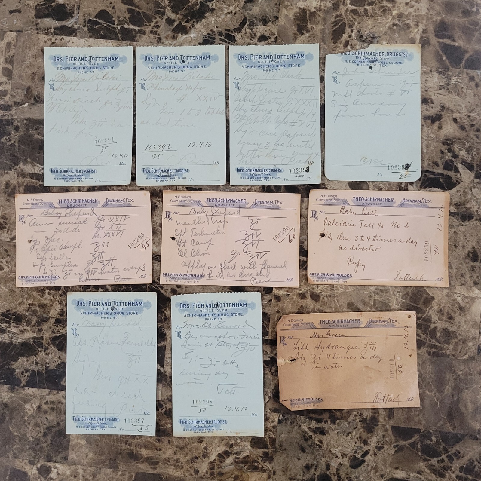 100 antique prescriptions (1912): Opium, Poppy, Dionin, Codeine & Anodyne