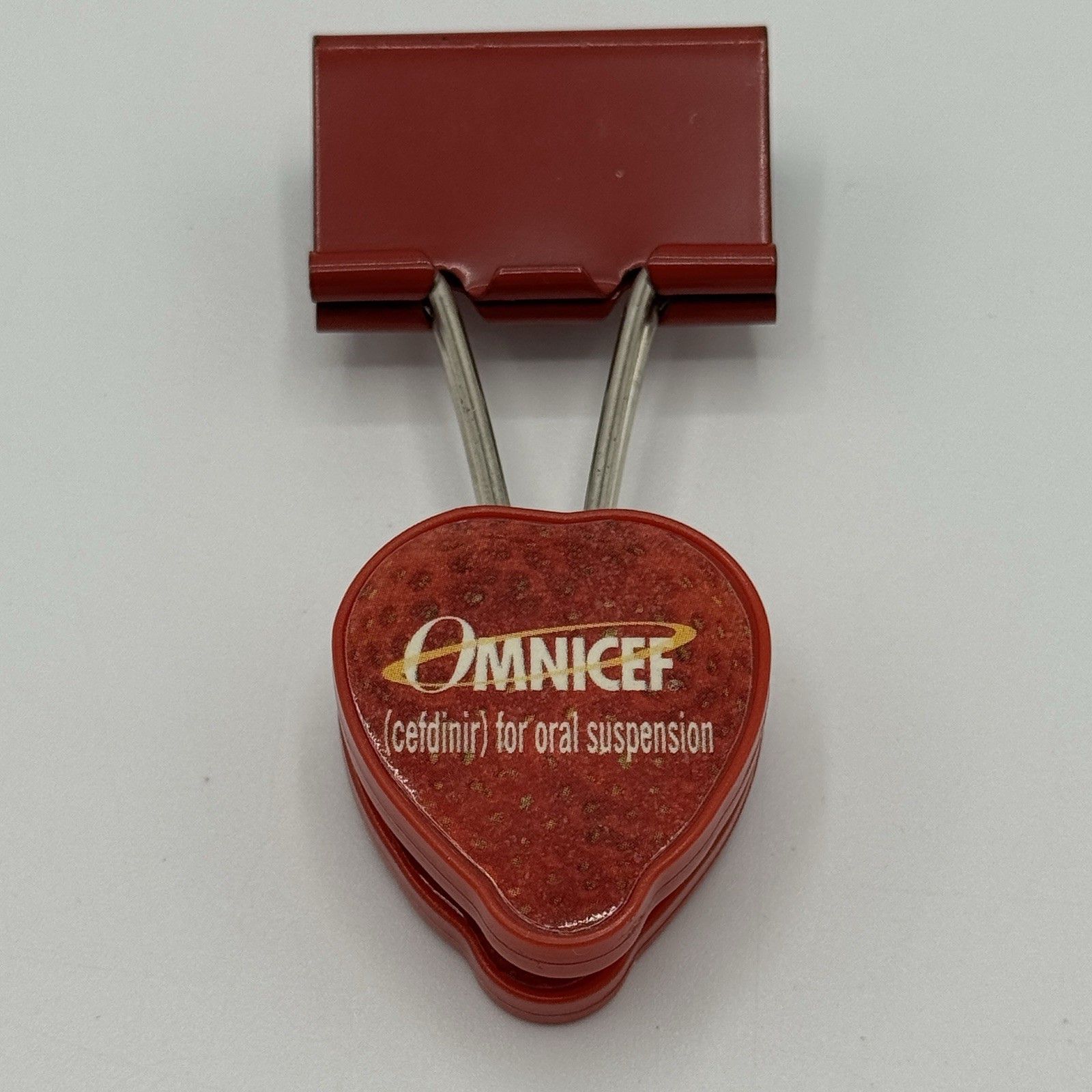 Omnicef cefdinir For Oral Suspension HTF Promotional Strawberry Binder Clip Red