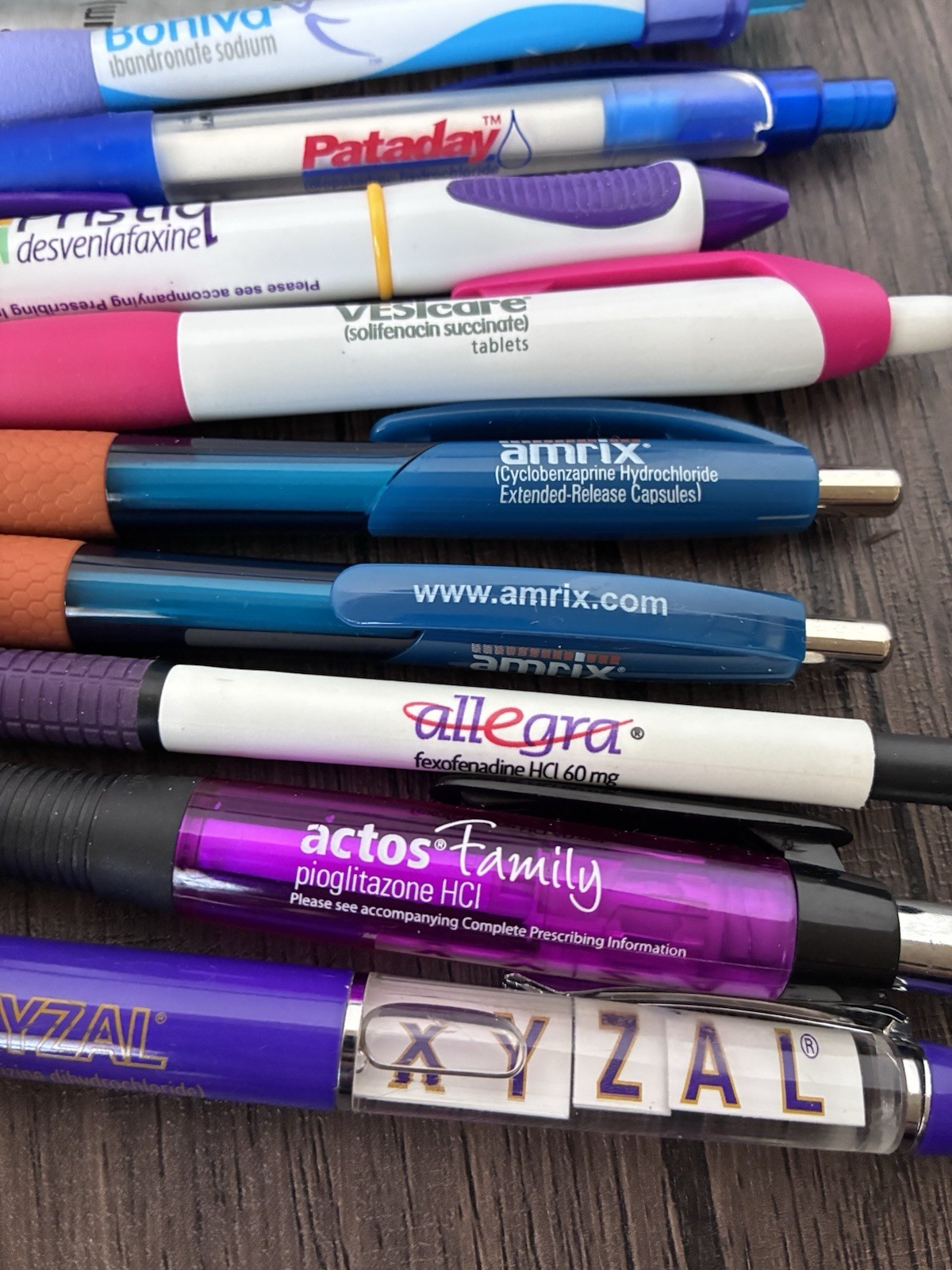 Lot of Pharmaceutical Rep Drug Pens Promo Items Xyzal Boniva Allegra Mobic Amrix