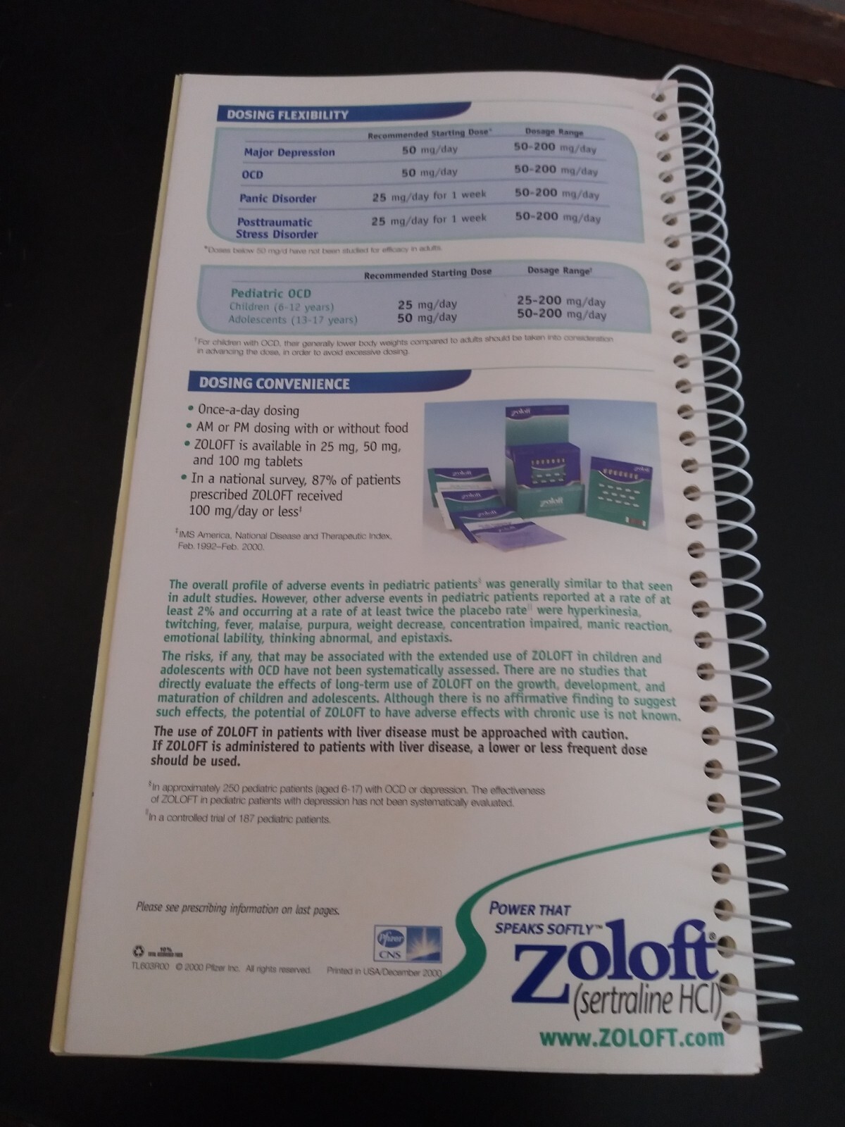 Zoloft Drug Repr Pharmaceutical Message Book. Spiral Phone Message Book