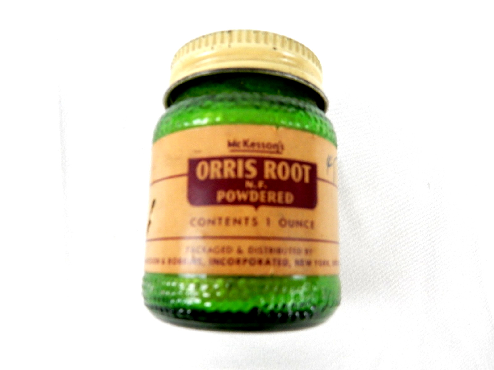 Vintage McKesson Orris Root Powder 1oz Apothecary Jar N.F.