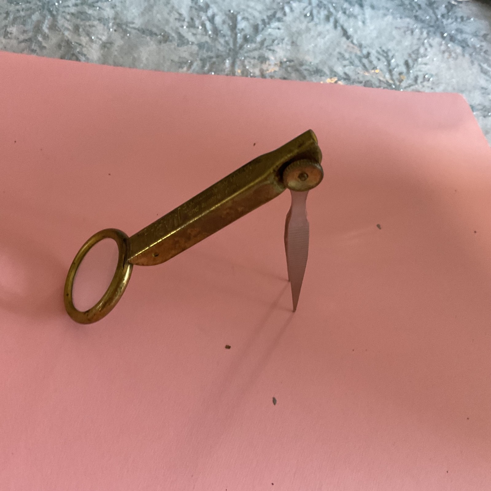 Rare Triavil Magnifying glass Tweezer Pharmaceutical Promo Advertising