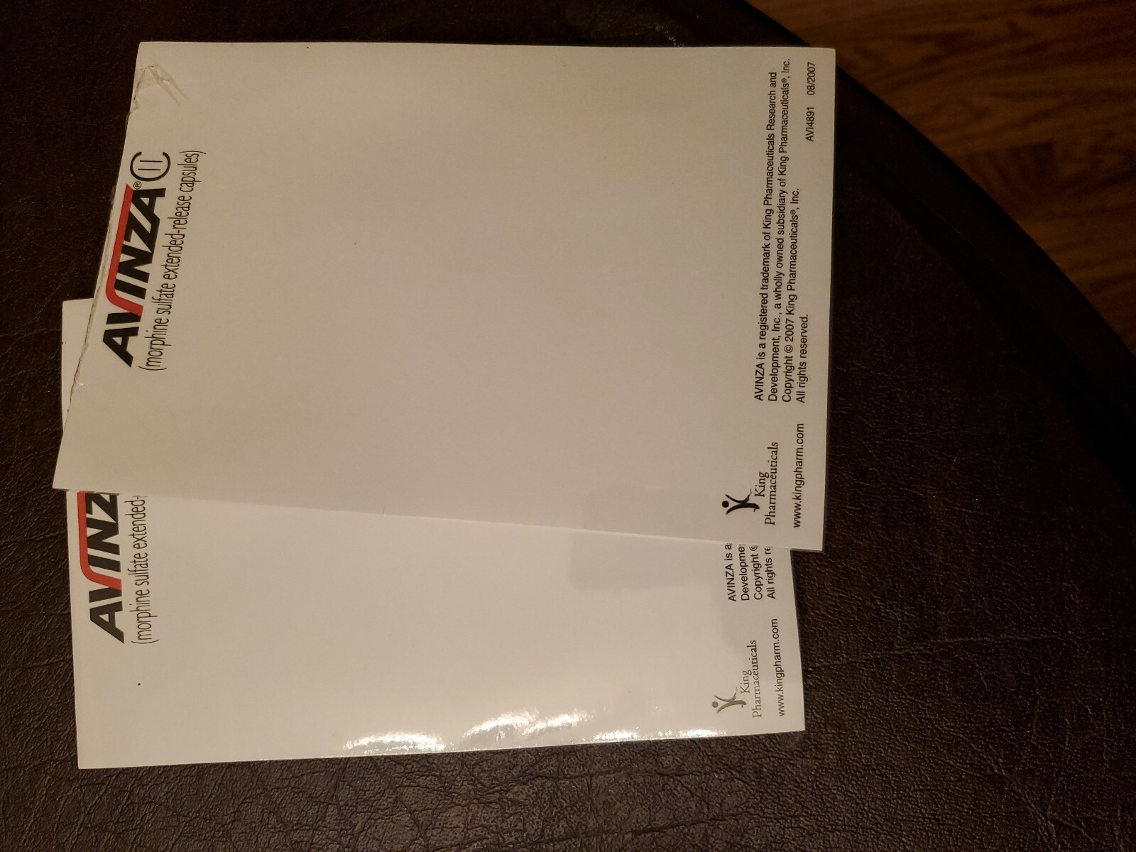 Lot Of 2 Drug Rep Pharmaceutical Promotion Pad Brand Avinza Sticky Pad