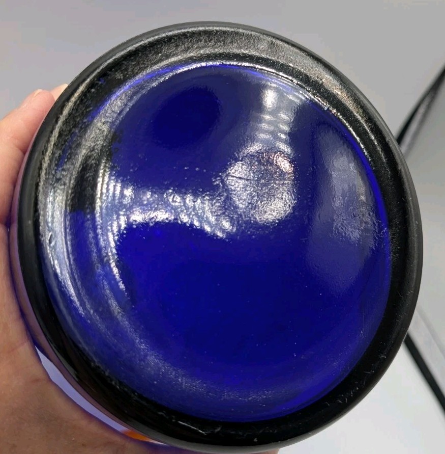 Chemist Apothecary Pharmacy Bottle Cobalt Blue 9.5” Glass Stopper Vintage