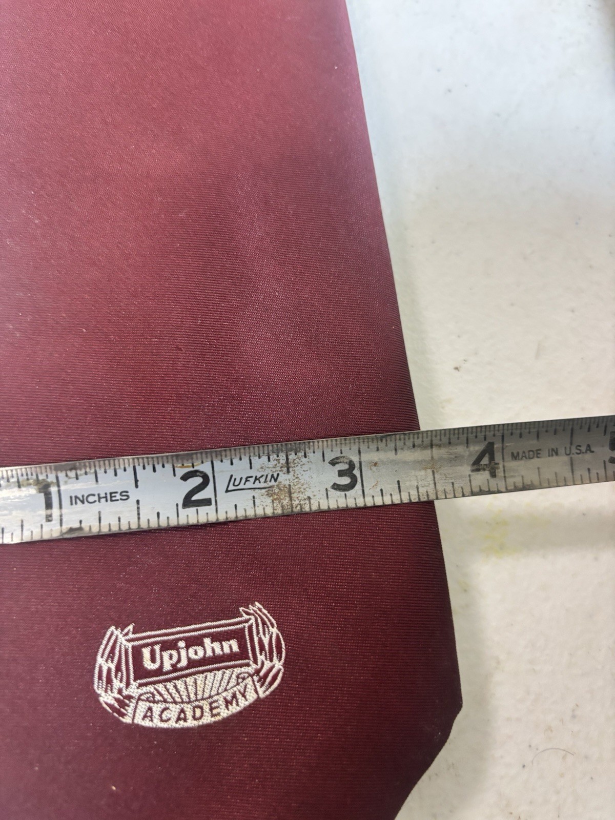 Upjohn Academy Men’s Silk Blend Tie Vintage Pharmaceutical Drug Company Maroon