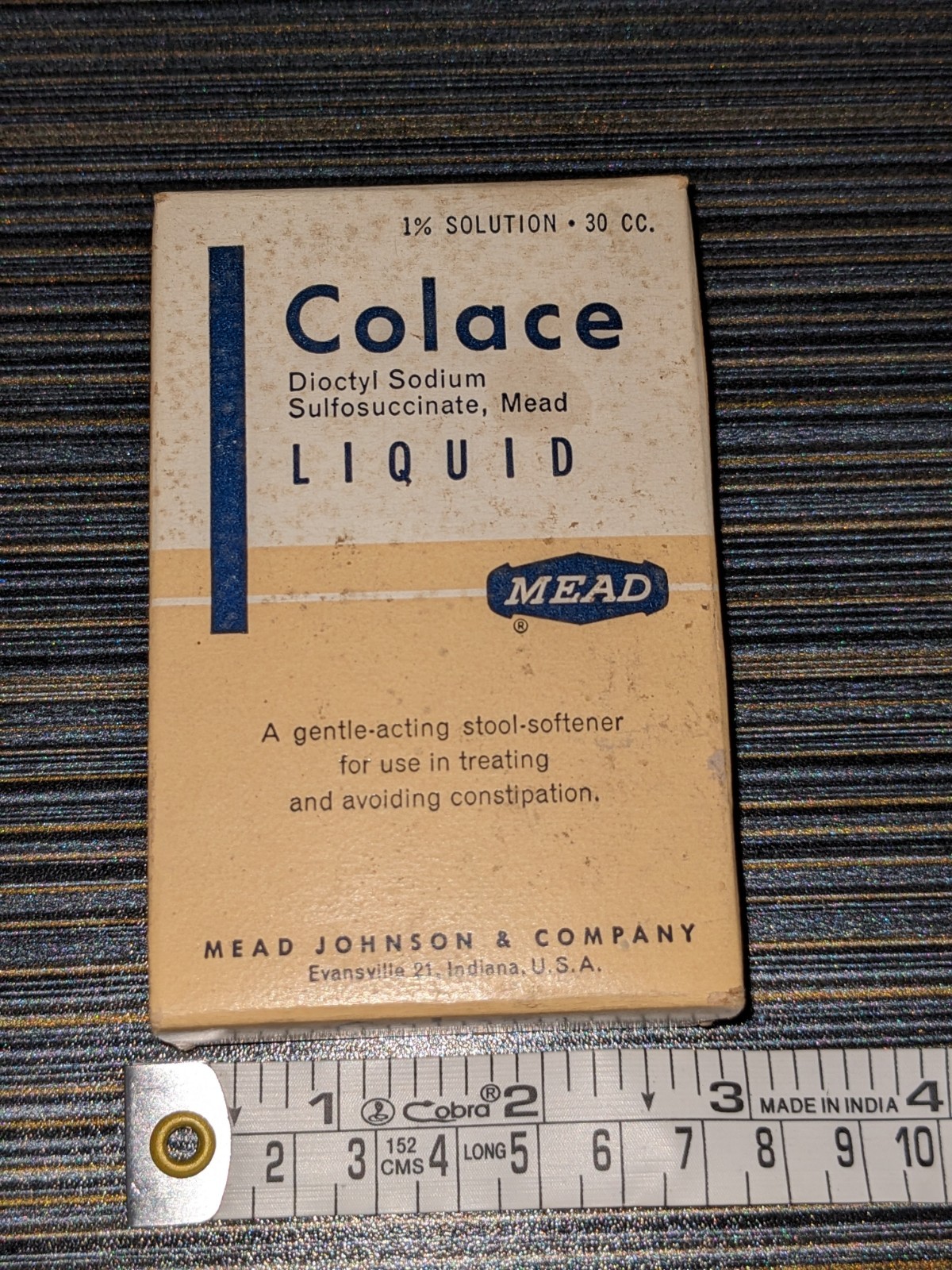 Vtg Mead Johnson Colace Liquid 30cc Box NOS Original Unopened Movie Prop