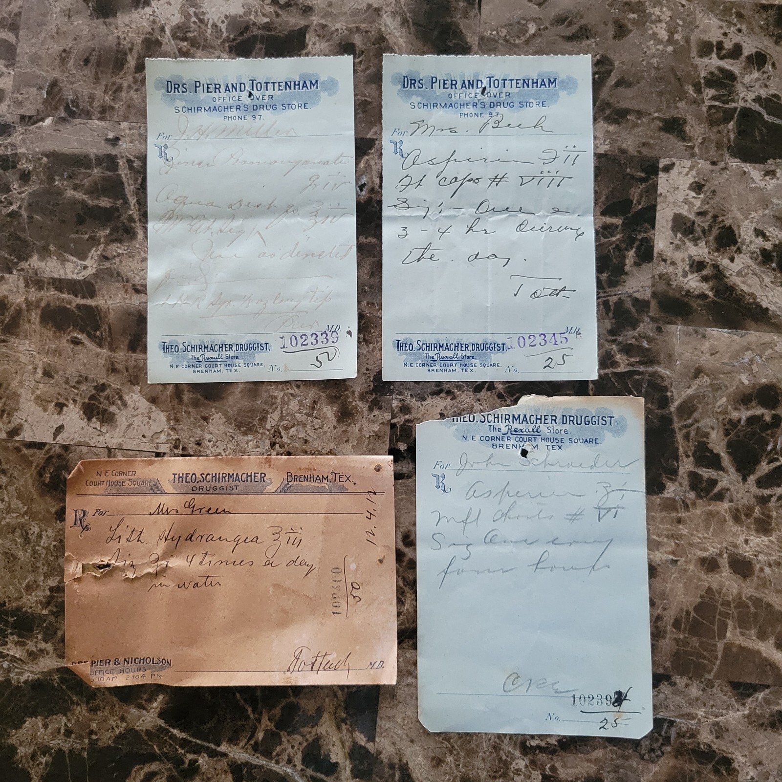 100 antique prescriptions (1912): Opium, Poppy, Dionin, Codeine & Anodyne