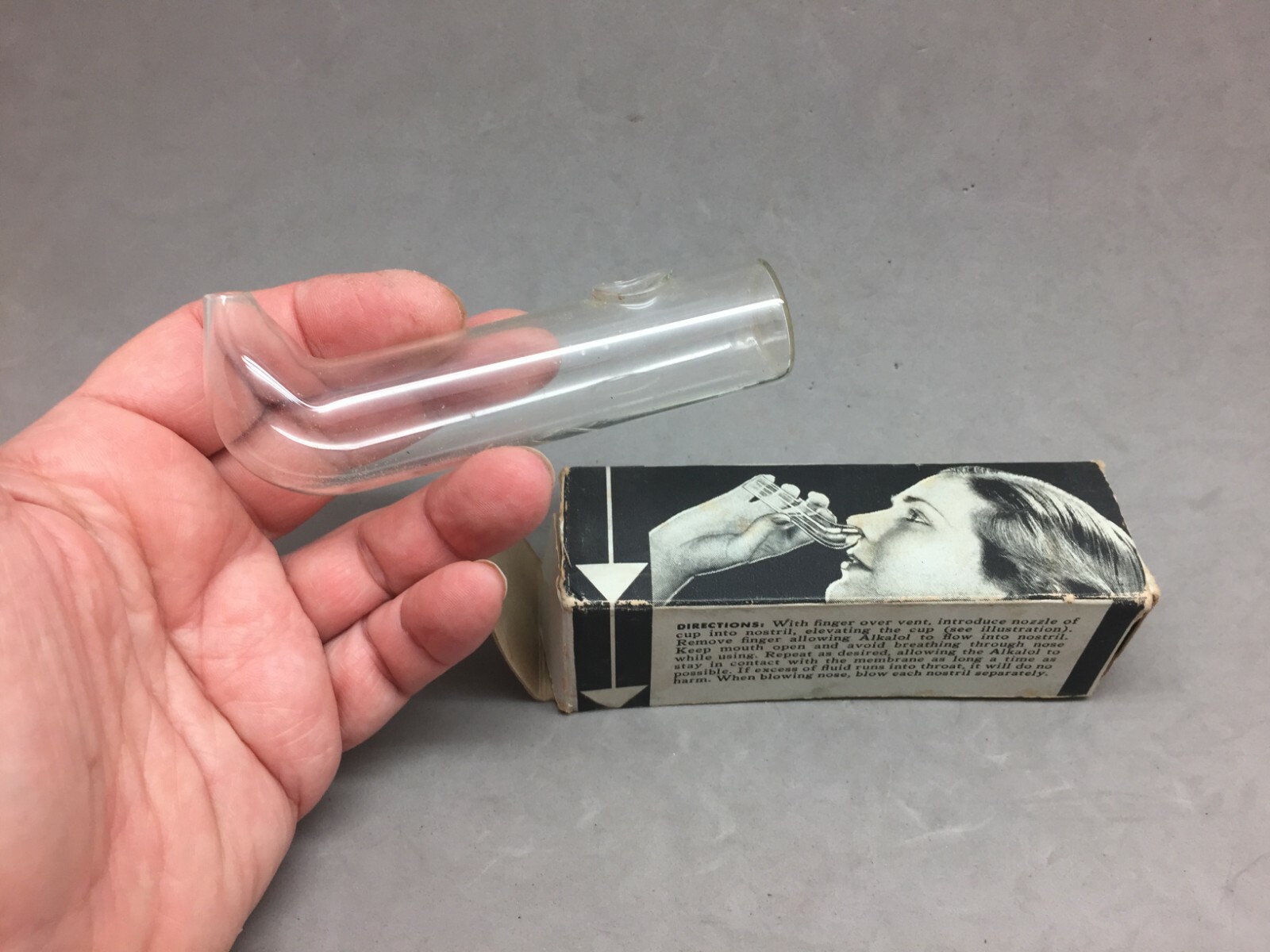 Ackalol Taunton Mass. Nose Hygiene Glass Cleaner Original Box Vintage Cure Tool