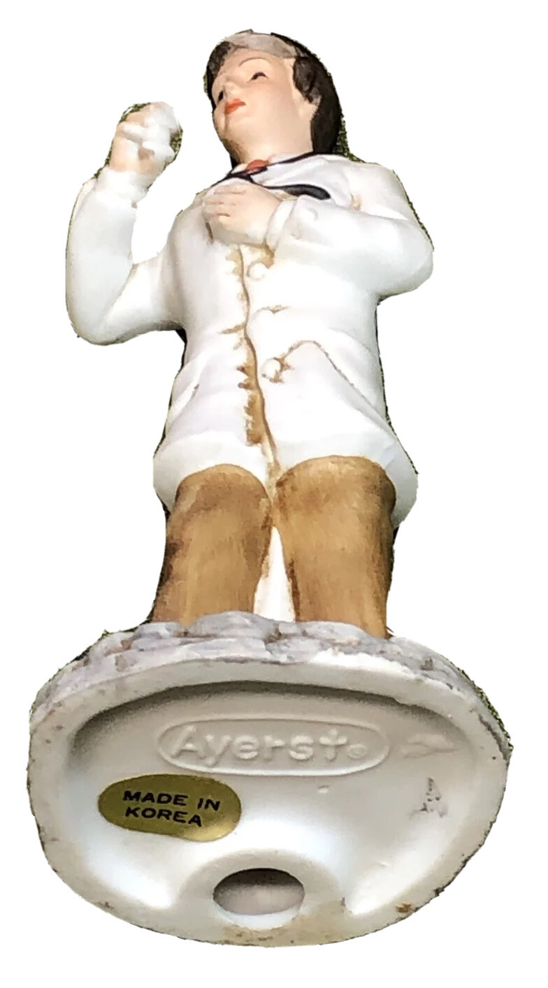 Vtg 1970s Ayerst Bisque Porcelain Doctor 5”T Figurine Pharmaceutical Promotion