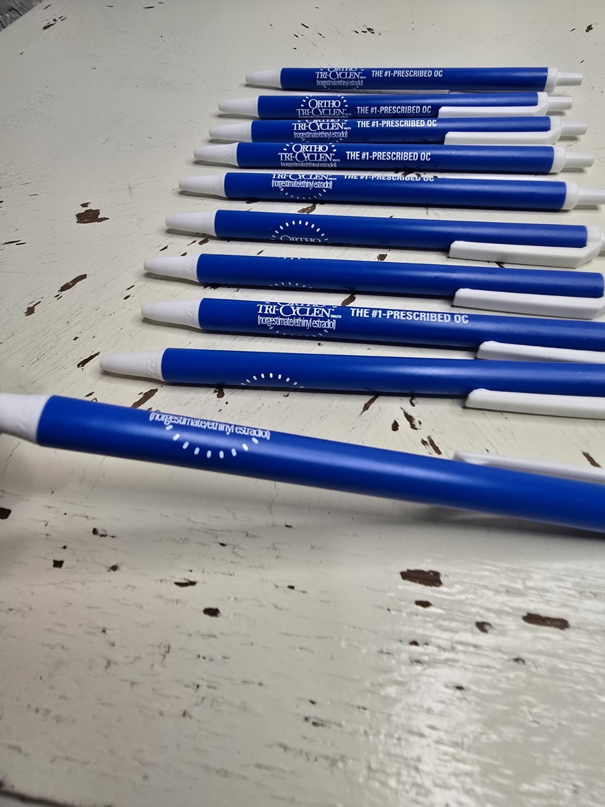 Pharmaceutical Drug Rep Pen Lot Of 10 Ortho Tri-Cyclen Geodon Pepcid Plavix
