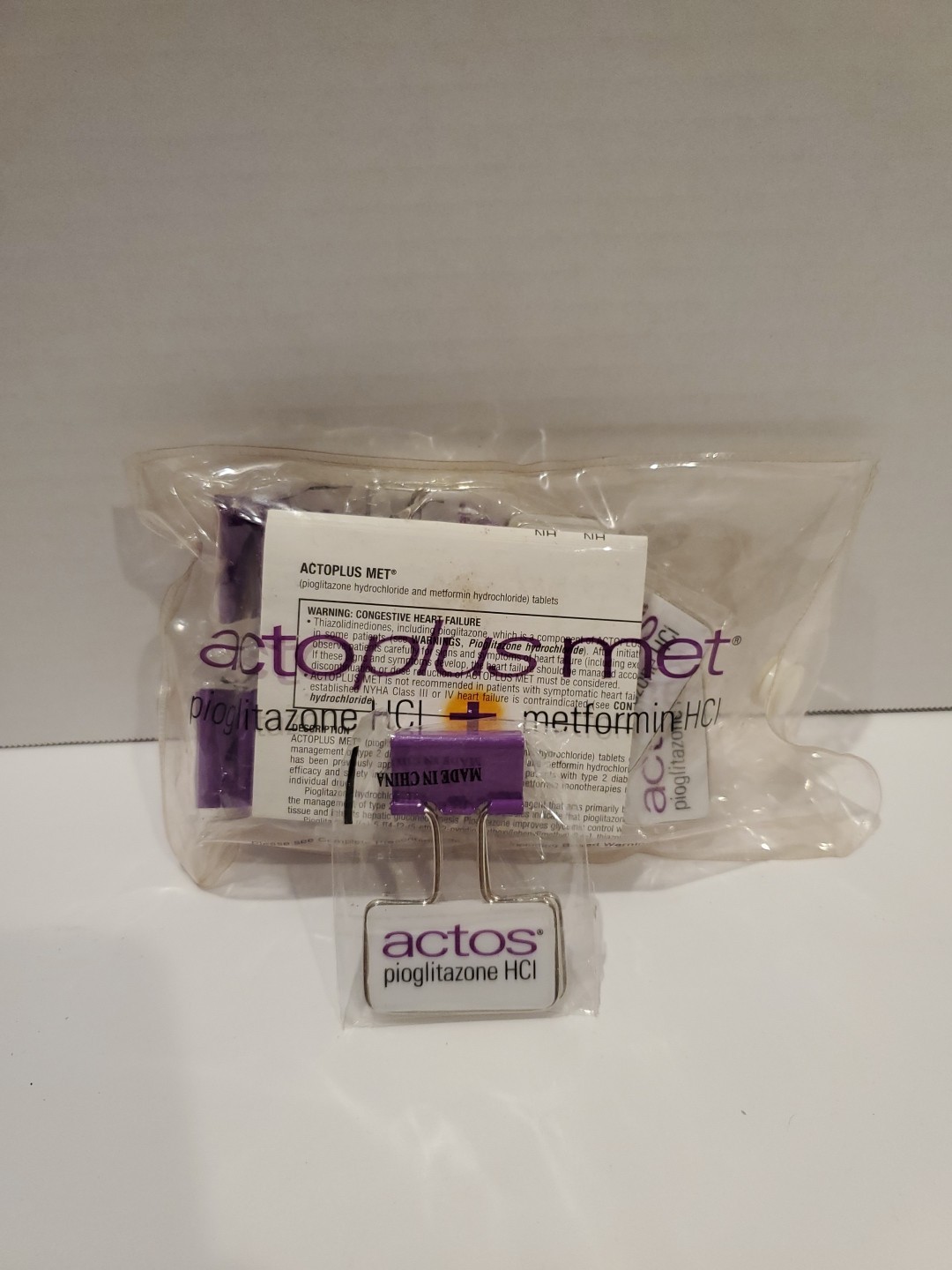 ACTOS Pioglitazone HCI Paper Clips | Pharmaceutical Drug Rep Advertising