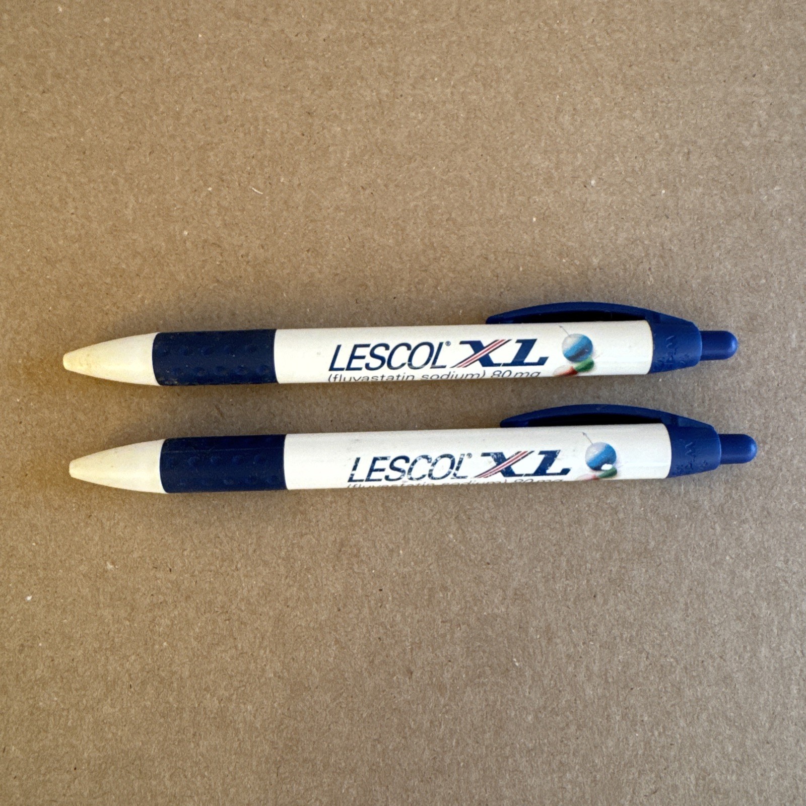 Lot Of 2 Drug Rep Pen LESCOL XL Pharmaceutical Advertising Collectible