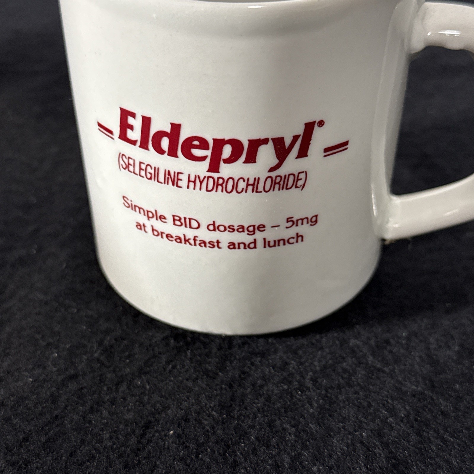 Vintage Drug Rep Eldepryl Mug Pharmaceutical Drug Rep Ad Eldepryl Brazil Made