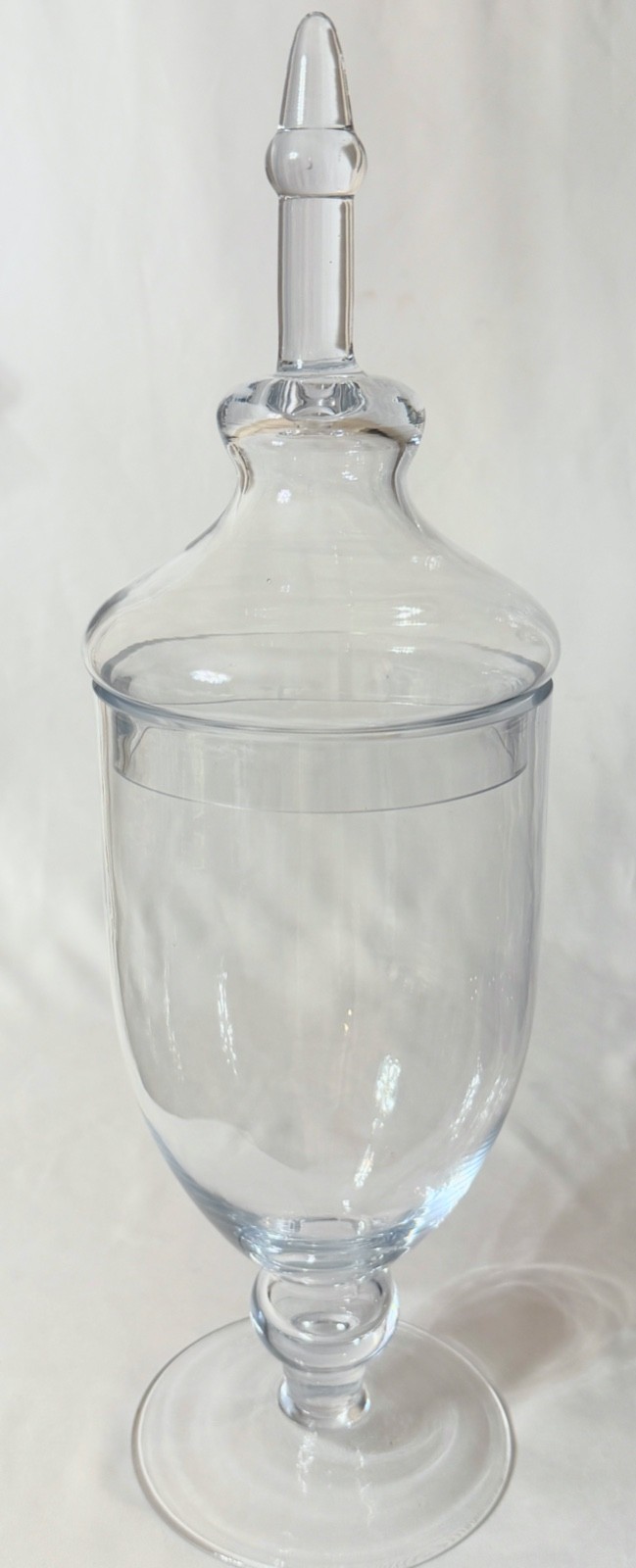 Large Clear Glass Apothecary Counter Display Jar with Large Fenial Lid 19.5″