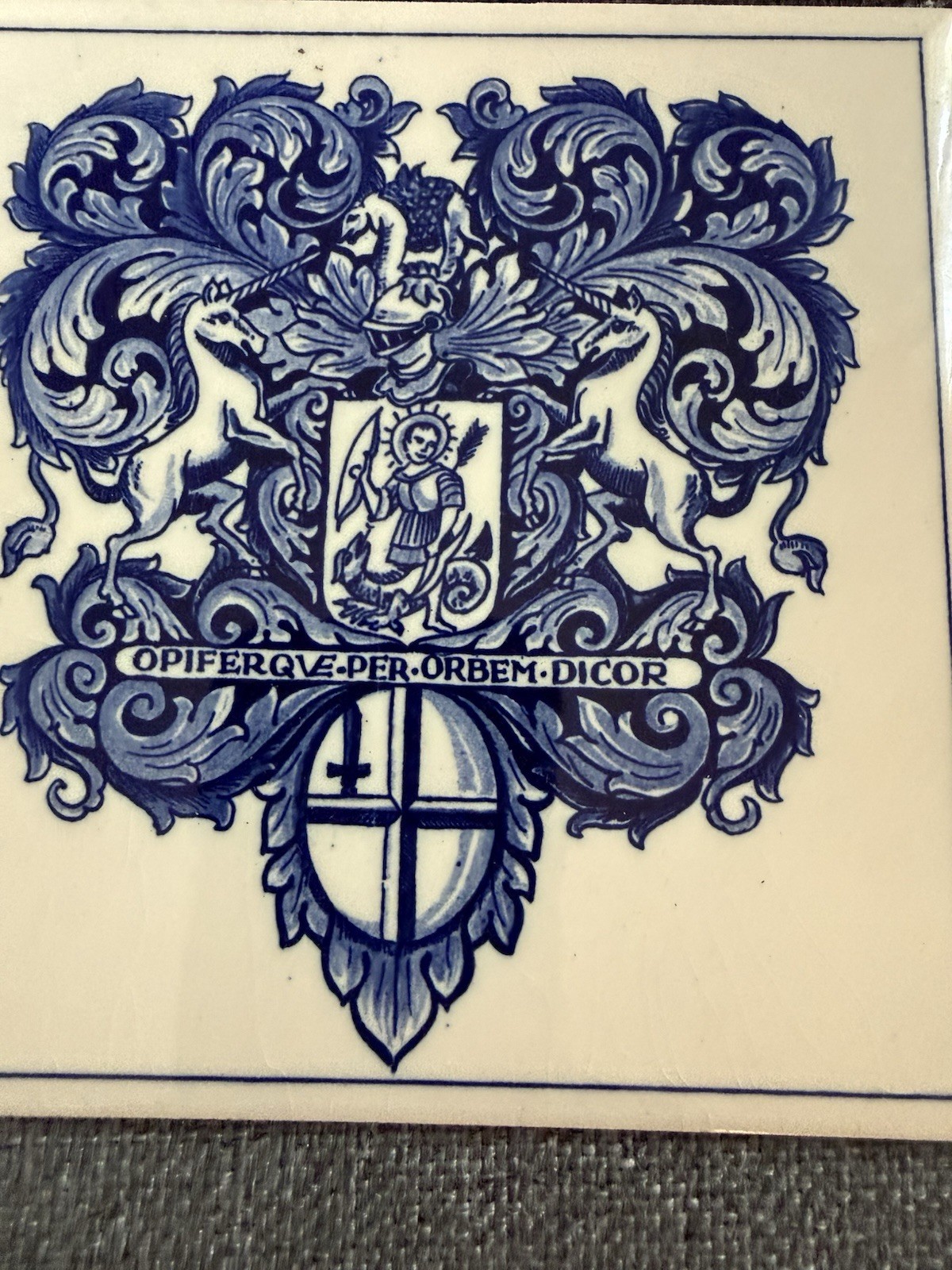 Vintage Delft Holland Apothecary Tiles Burroughs Welcome Crest Plaques 6”