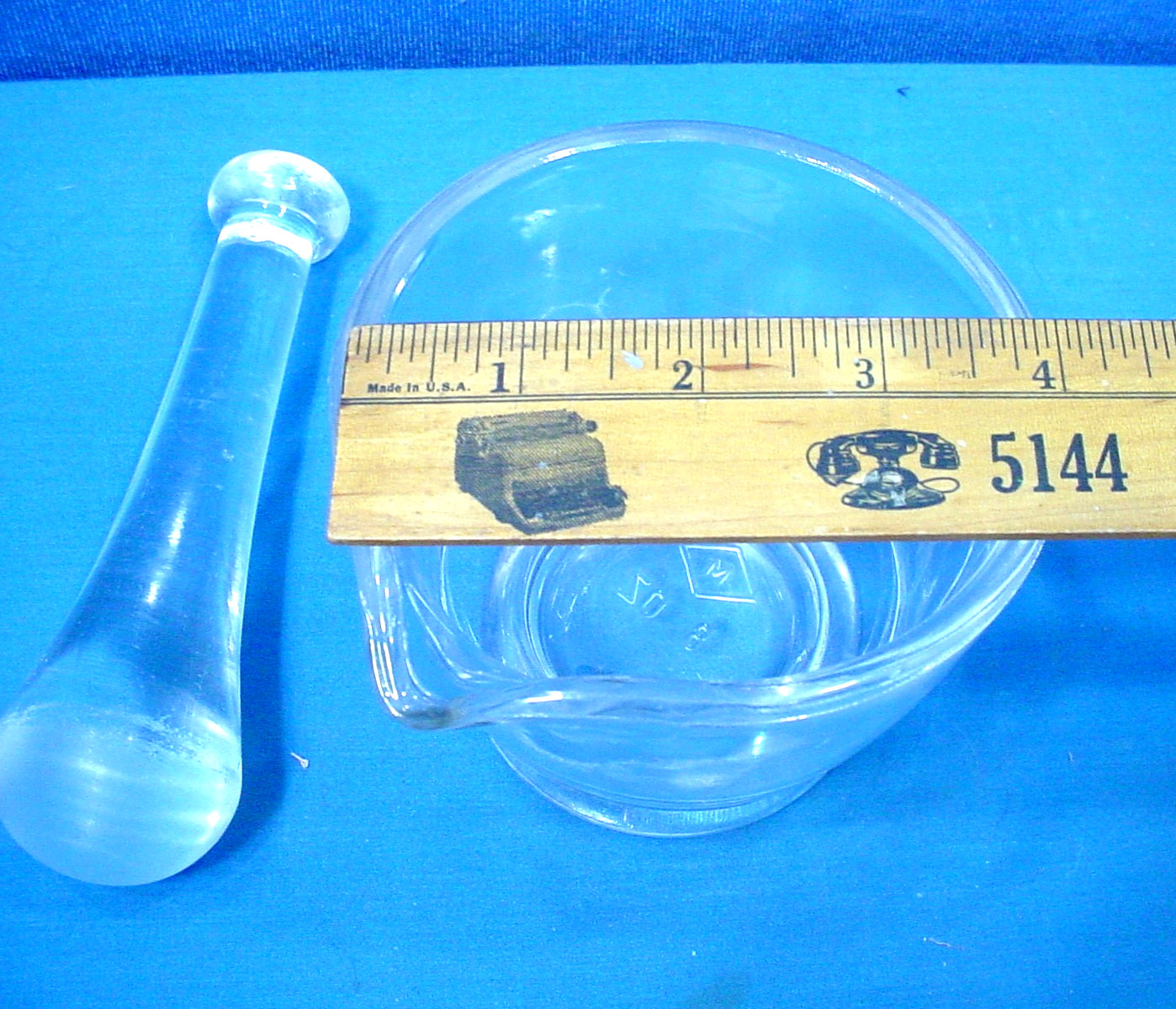 Antique John Maris 8 Oz Glass Mortar & Pestle Immaculate.
