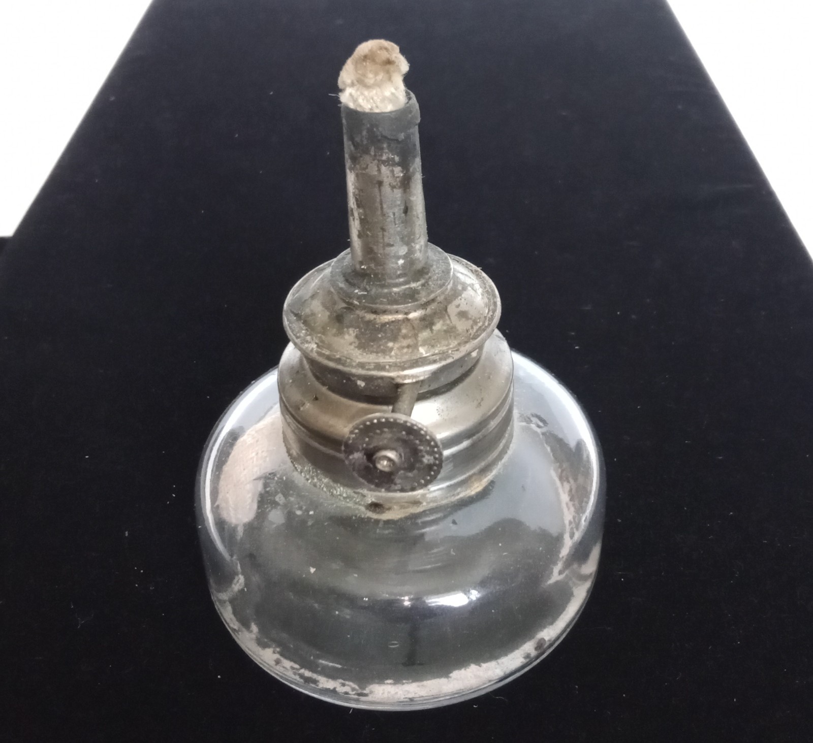 Antique Dental Alcohol Burner Spirit Lamp Glass Reservoir Metal Cap Wick