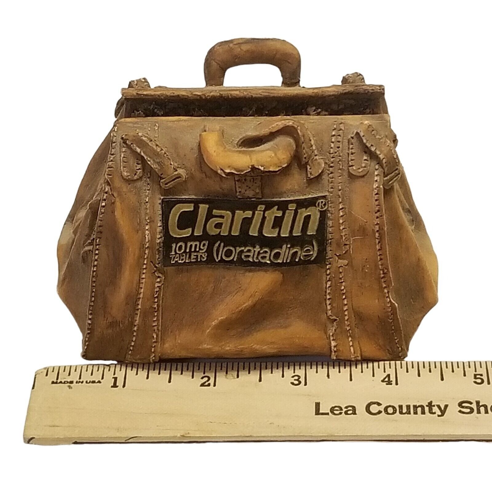 CLARITIN Business Card Holder Advertising Desk Decor Dr Bag Signed S.S. Sarna