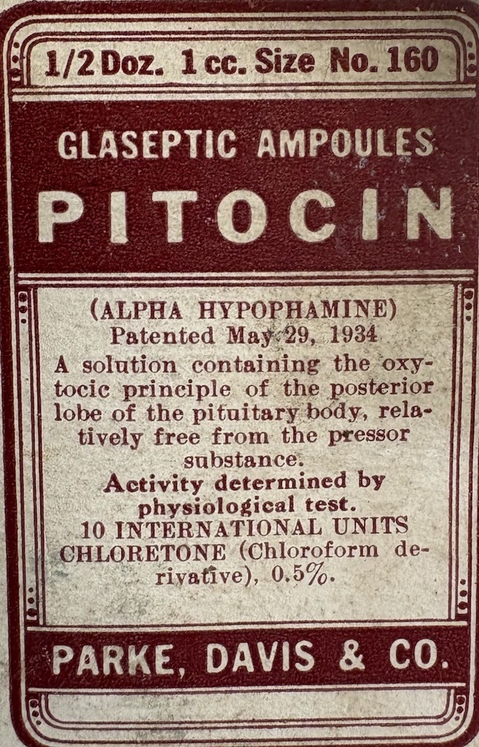 Vintage Parke, Davis, & Co. PITOCIN Glaseptic Ampules Complete Box Of 6