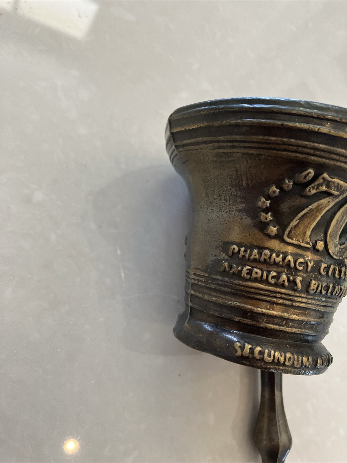 Mortar and Pestle, Metal Small America’s Bicentennial 76 Rx Apothecary Pharmacy