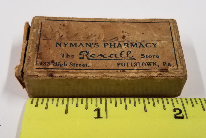 VINTAGE Nyman’s Pharmacy PRESCRIPTION CARDBOARD BOX 132 High Street Pottstown PA