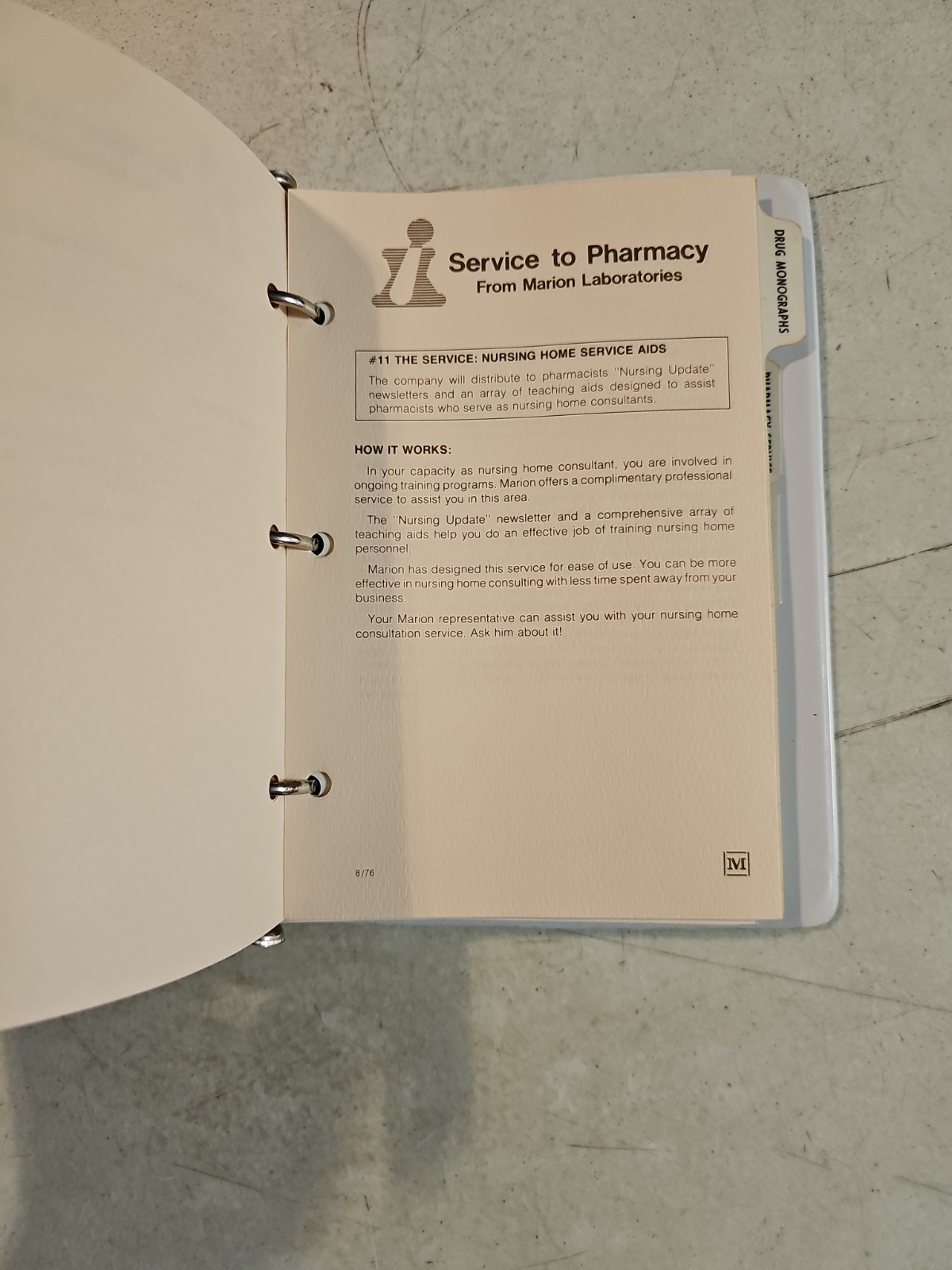 1976 Marion Laboratories Pharmaceutical Catalog & Product Data In Binder
