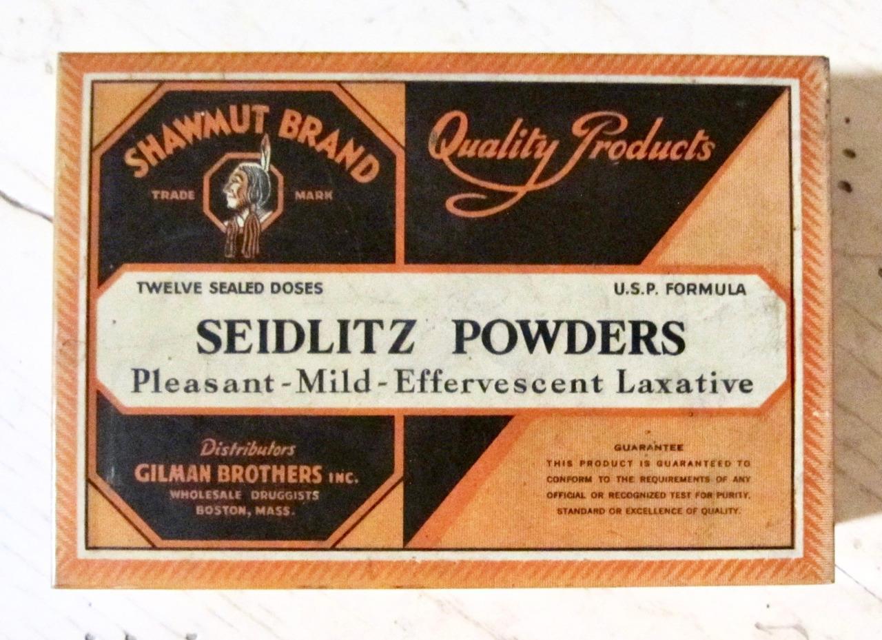 Seidlitz Powders Tin Container 1900s Shawmut Brand Medical Gilman Brothers