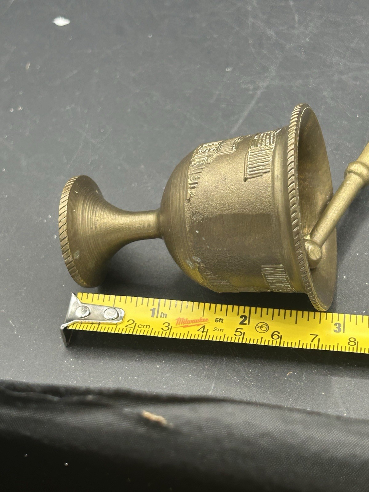 Vintage Small Brass Mortar and Pestle Set, Apothecary Parthenon Greece Design