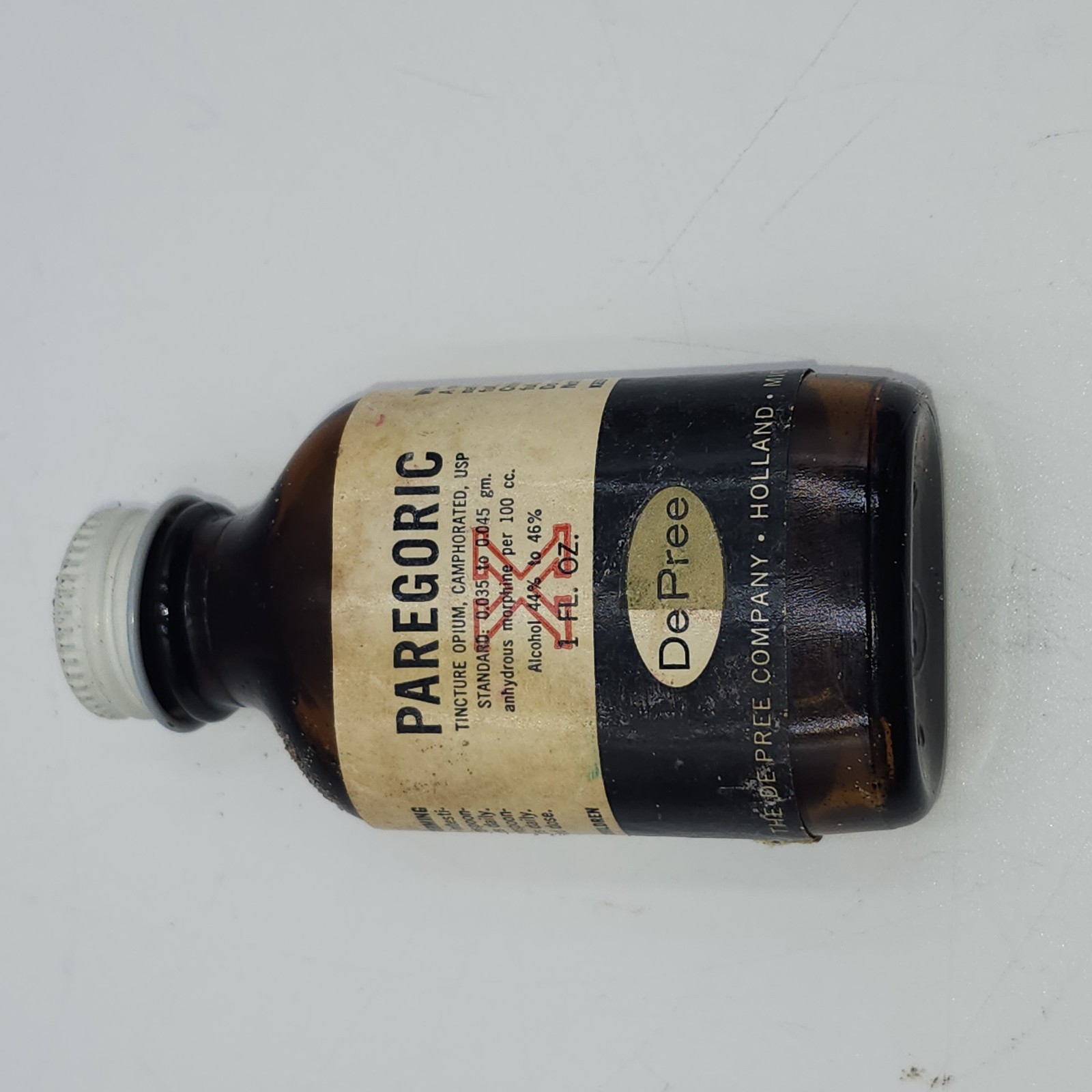 MORPHINE Bottle VINTAGE PAREGORIC U.S. bottle EMPTY medicine glass