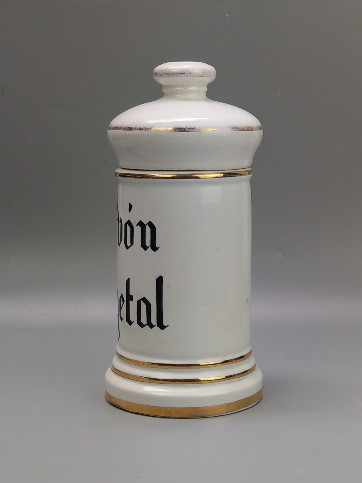 Antique Ceramic Apothecary Chemist Storage Jar Carbon Vegetal